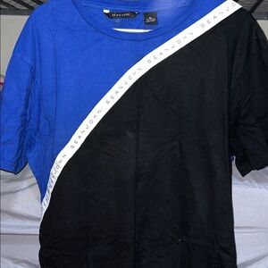 Sean John Men's Blue and Black Diagonal Tee